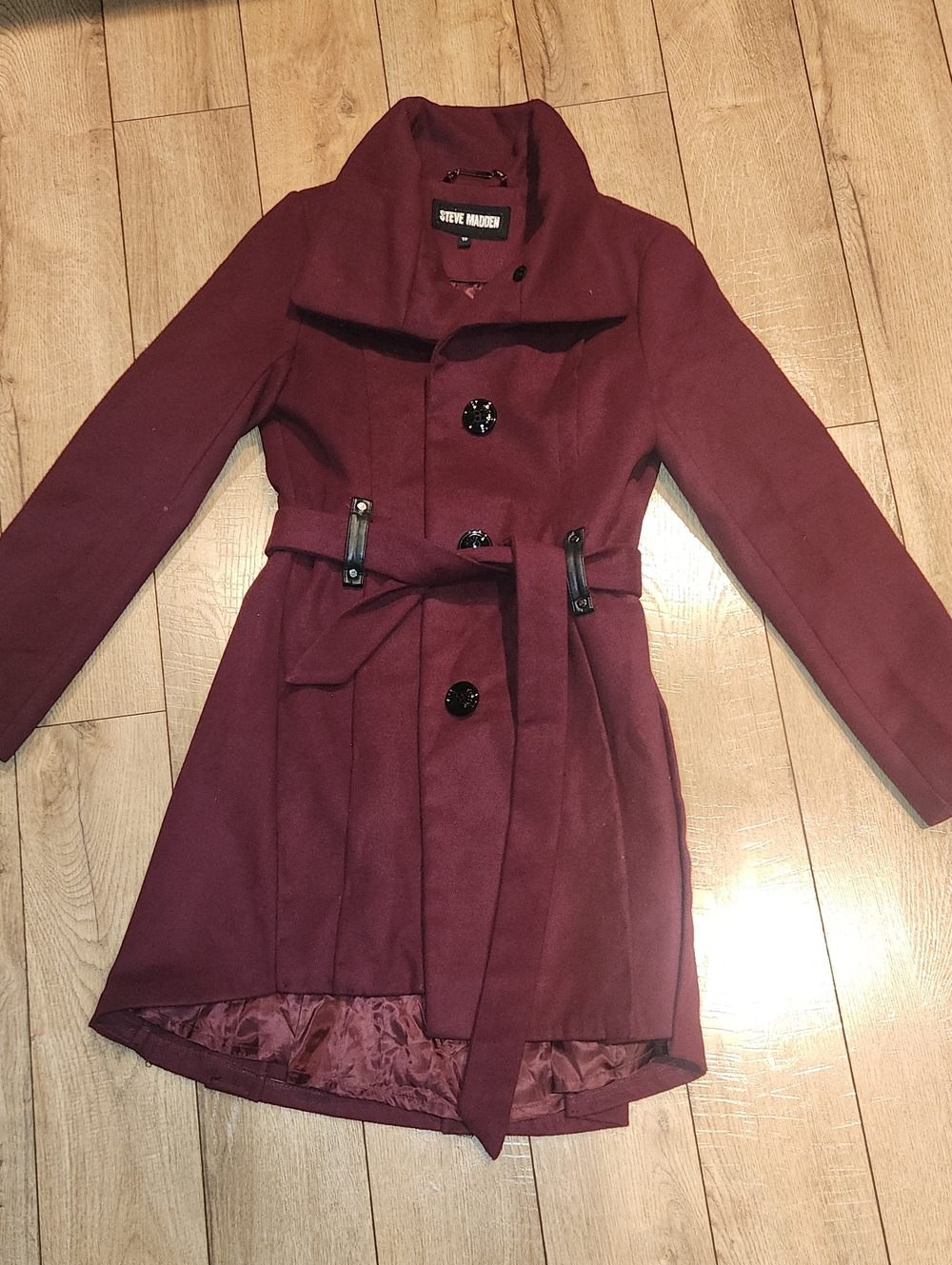 Steve Madden Burgundy Belted Trench Coat
